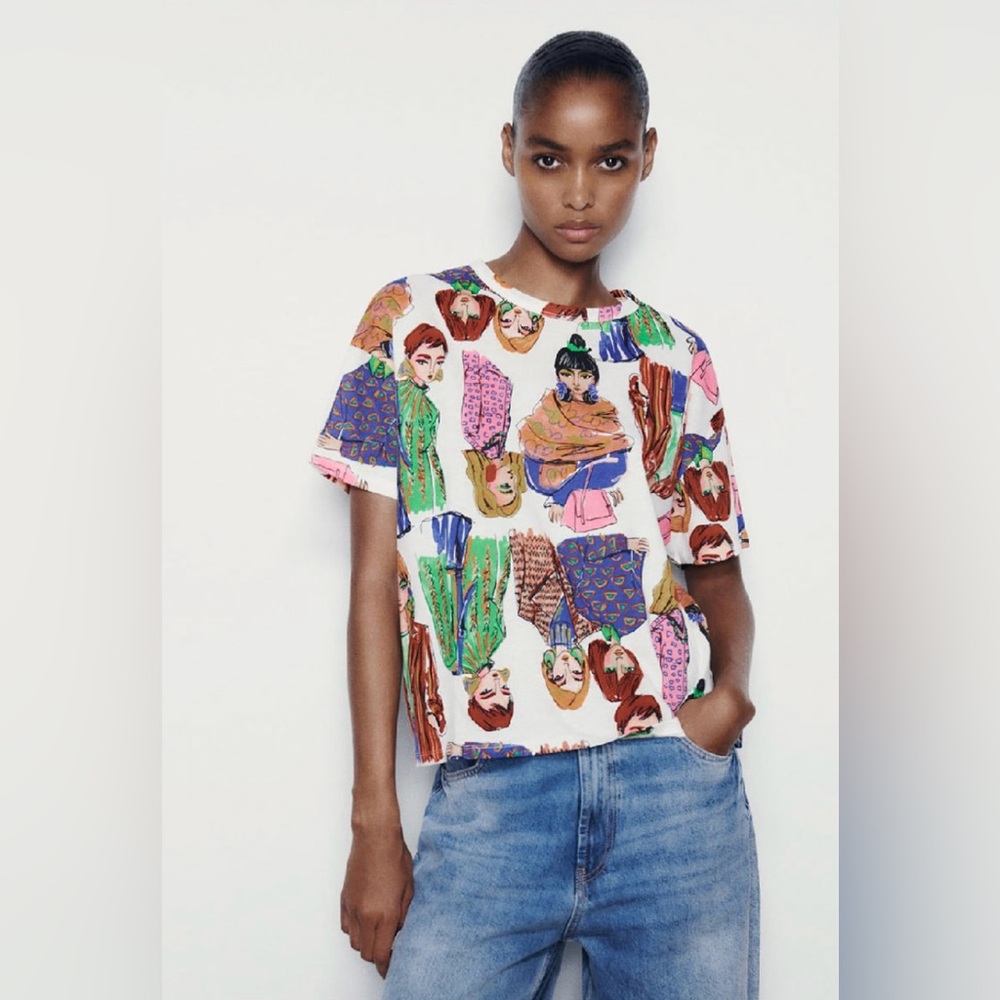 🔥Closet Clearout!🔥 Zara Fashion Print T-Shirtrt - Picture 1 of 4